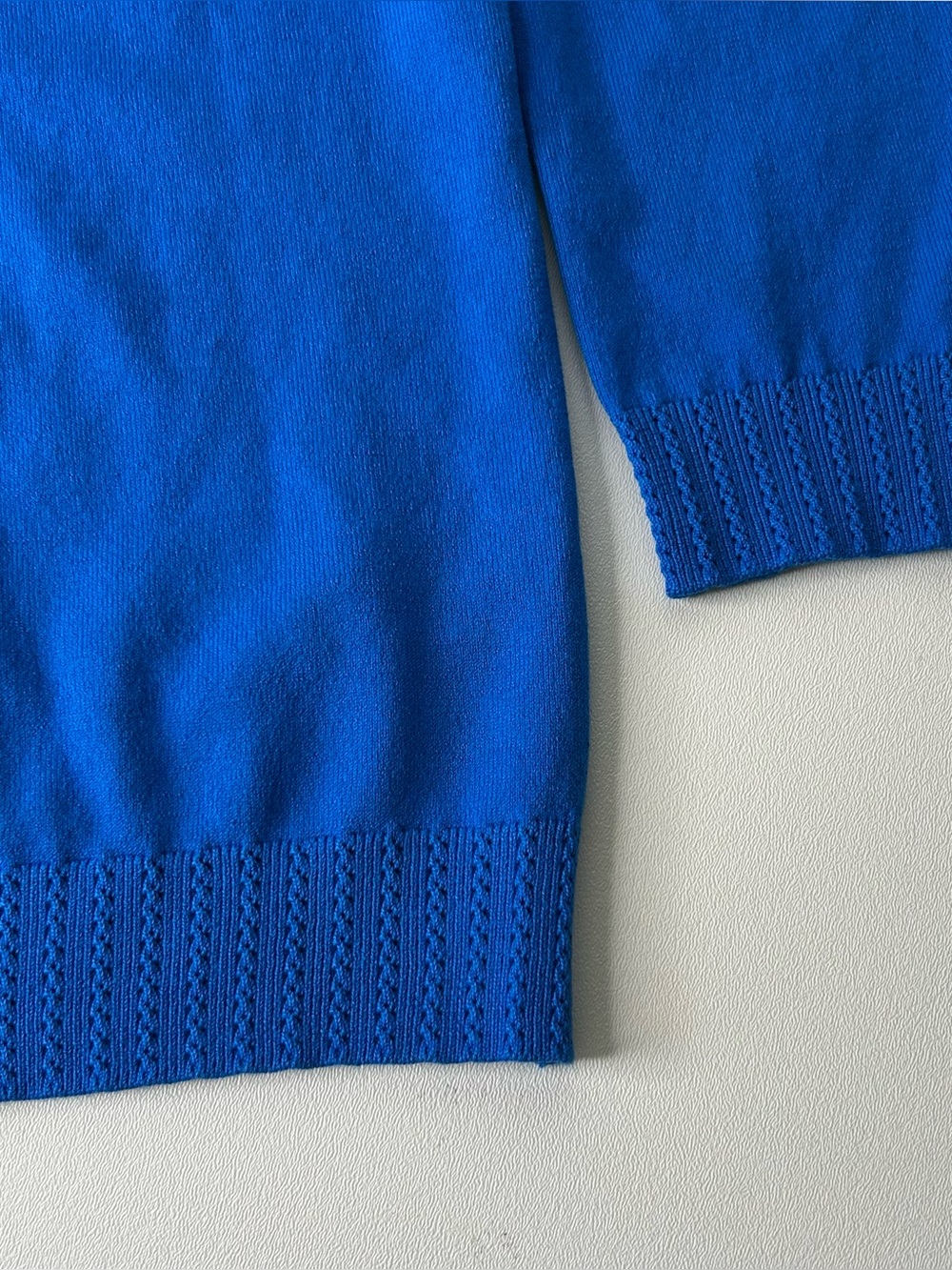 BODEN Women Size L Emilia Kingfisher Blue Cotton Blend Knit Crew Neck Sweater. - Picture 5 of 9